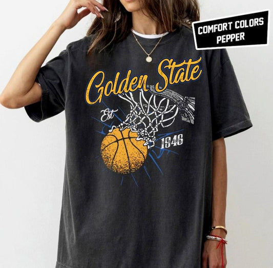 Retro Style Washed T-Shirt for Basketball Fans