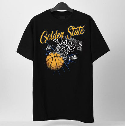 Retro Style Washed T-Shirt for Basketball Fans