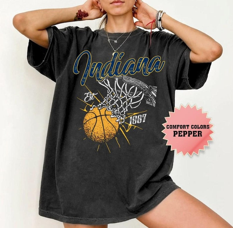 Retro Style Washed T-Shirt for Basketball Fans