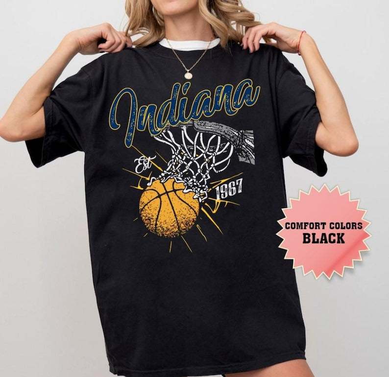 Retro Style Washed T-Shirt for Basketball Fans