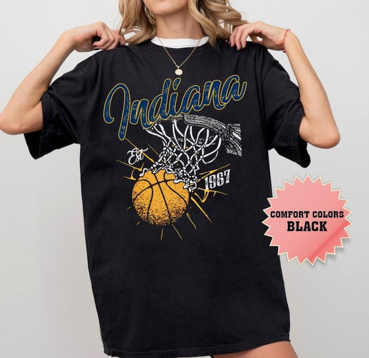 Retro Style Washed T-Shirt for Basketball Fans