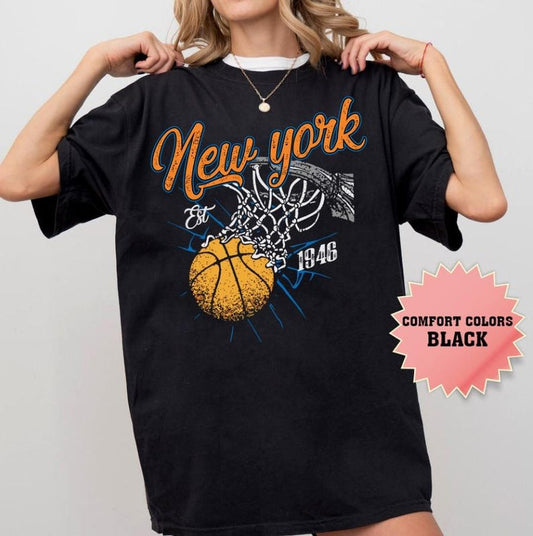 Retro Style Washed T-Shirt for Basketball Fans