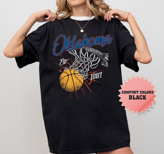 Retro Style Washed T-Shirt for Basketball Fans