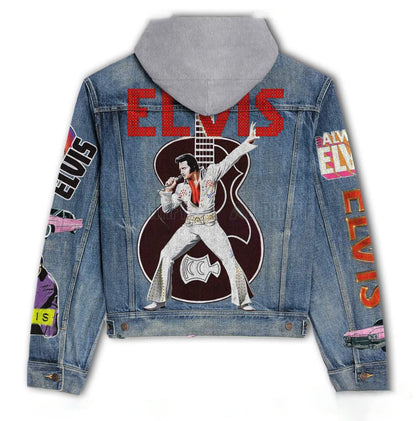 New Premium Elvis Presley Hooded Denim Jacket - EVPLCAO78
