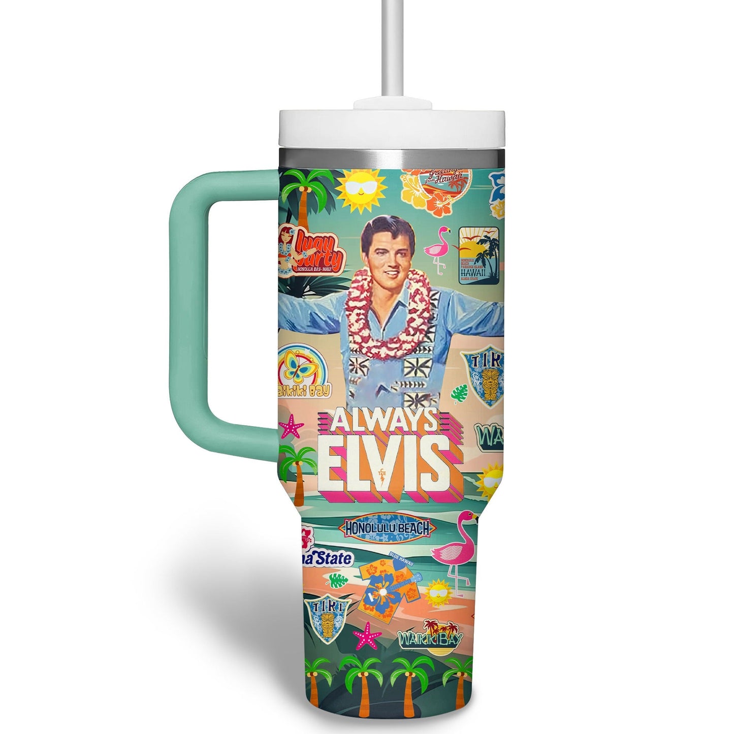 New Premium Elvis Presley 40OZ Tumbler With Handle - EVPLCAO65
