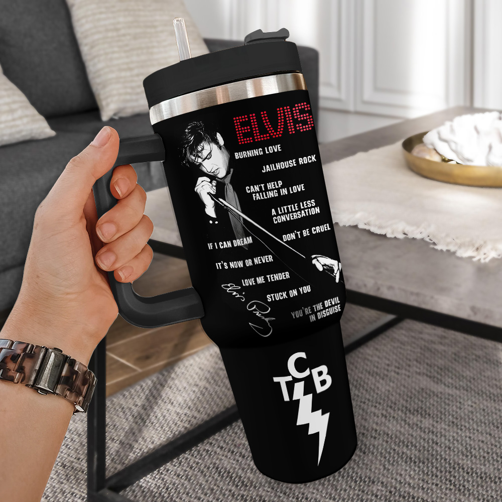 New Premium Elvis Presley 40OZ Tumbler With Handle - EVPLCAO10