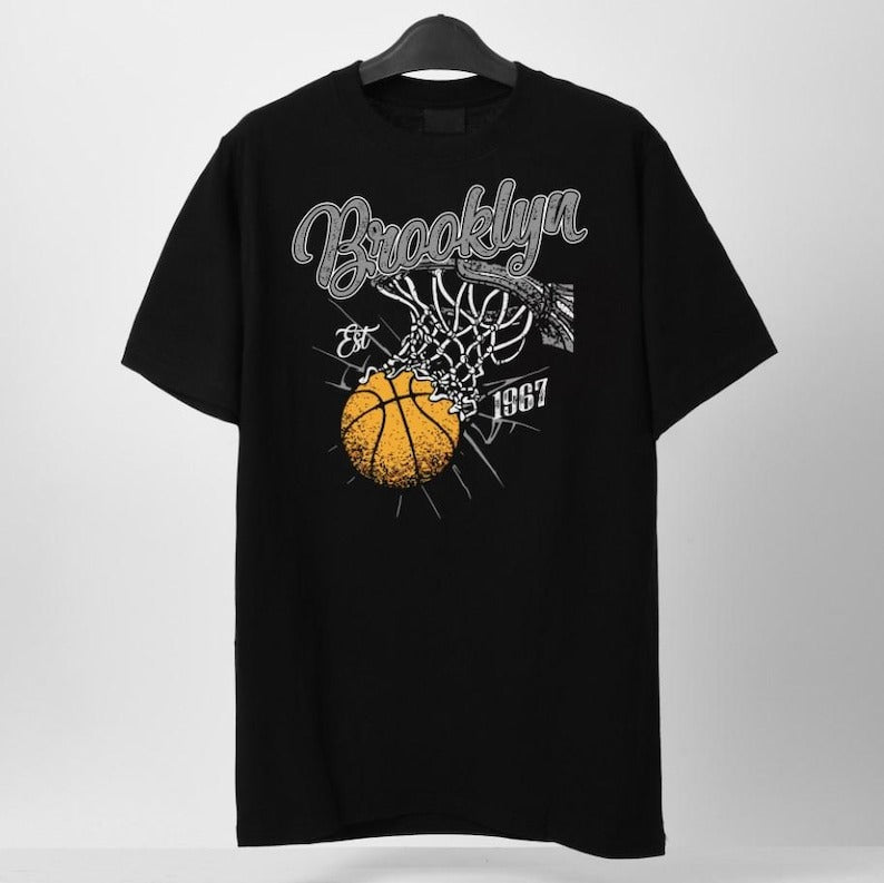 Retro Style Washed T-Shirt for Basketball Fans
