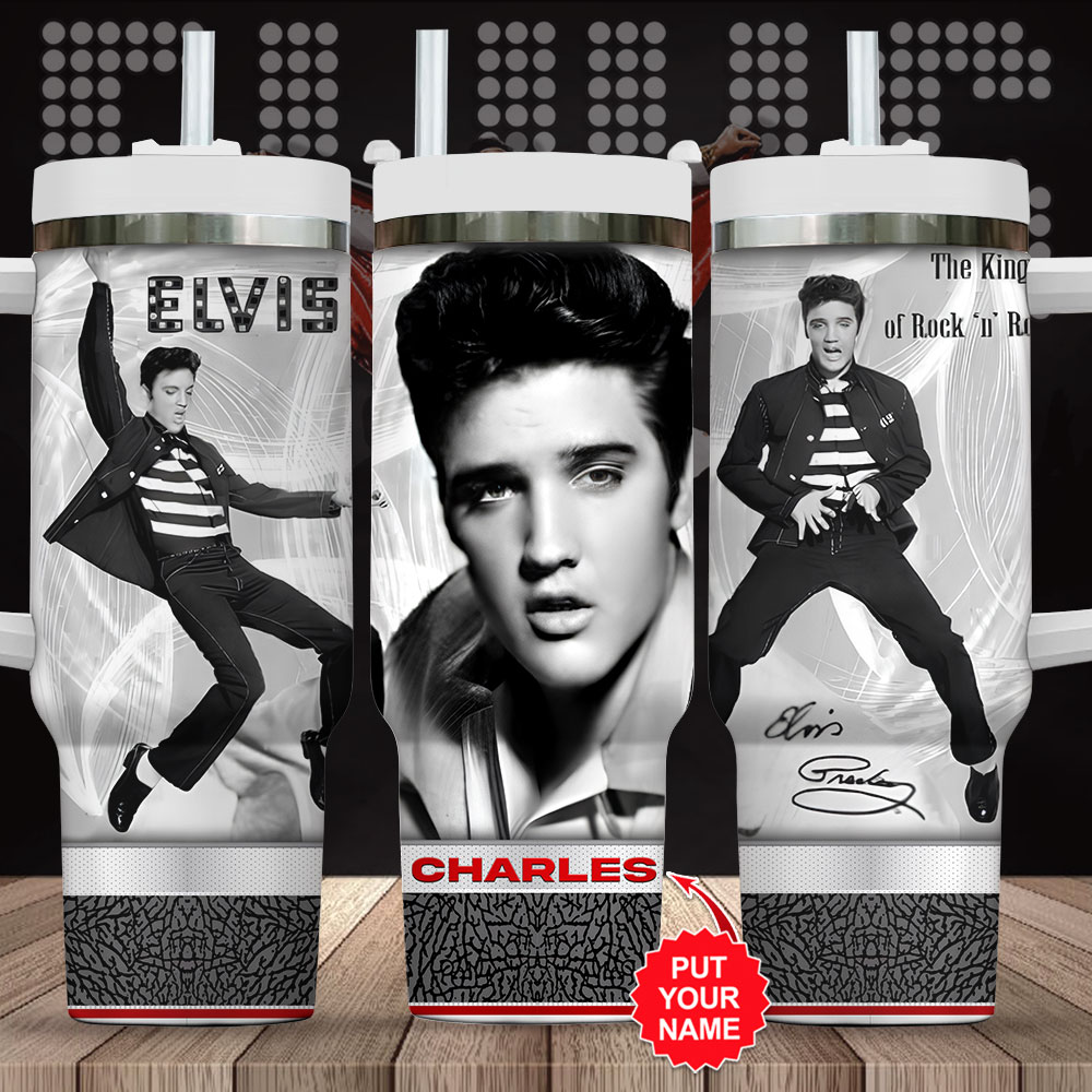 New Premium Elvis Presley 40OZ Tumbler With Handle - EVPLCAO11