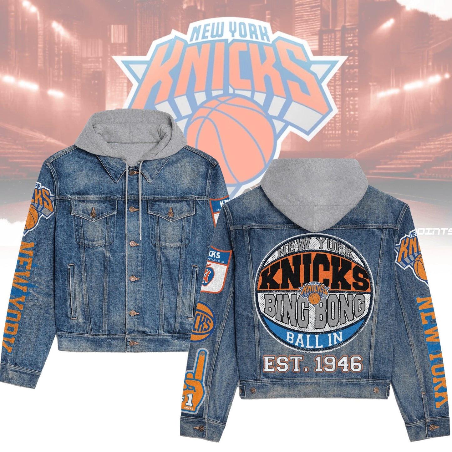 NBA Unisex Hooded Denim Jacket