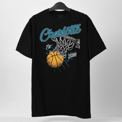 Retro Style Washed T-Shirt for Basketball Fans