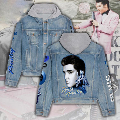 New Premium Elvis Presley Hooded Denim Jacket - EVPLCAO87
