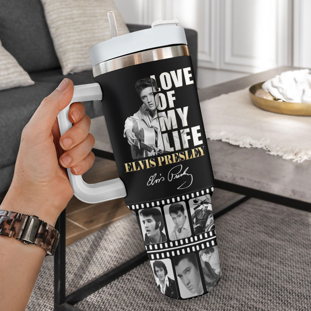 New Premium Elvis Presley 40OZ Tumbler With Handle - EVPLCAO09