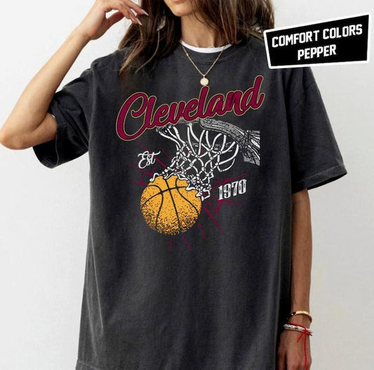 Retro Style Washed T-Shirt for Basketball Fans
