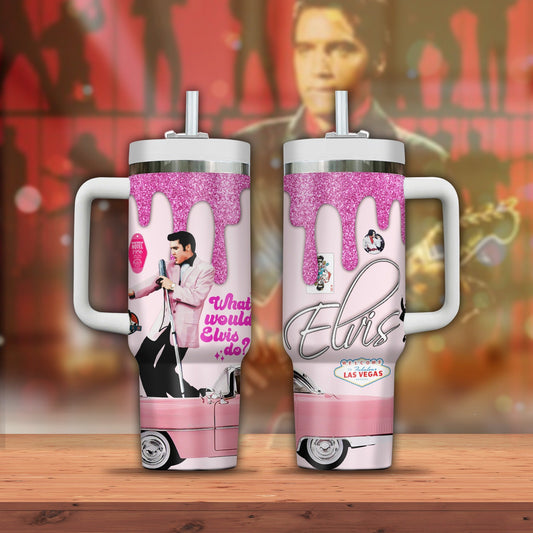 New Premium Elvis Presley 40OZ Tumbler With Handle - EVPLCAO64