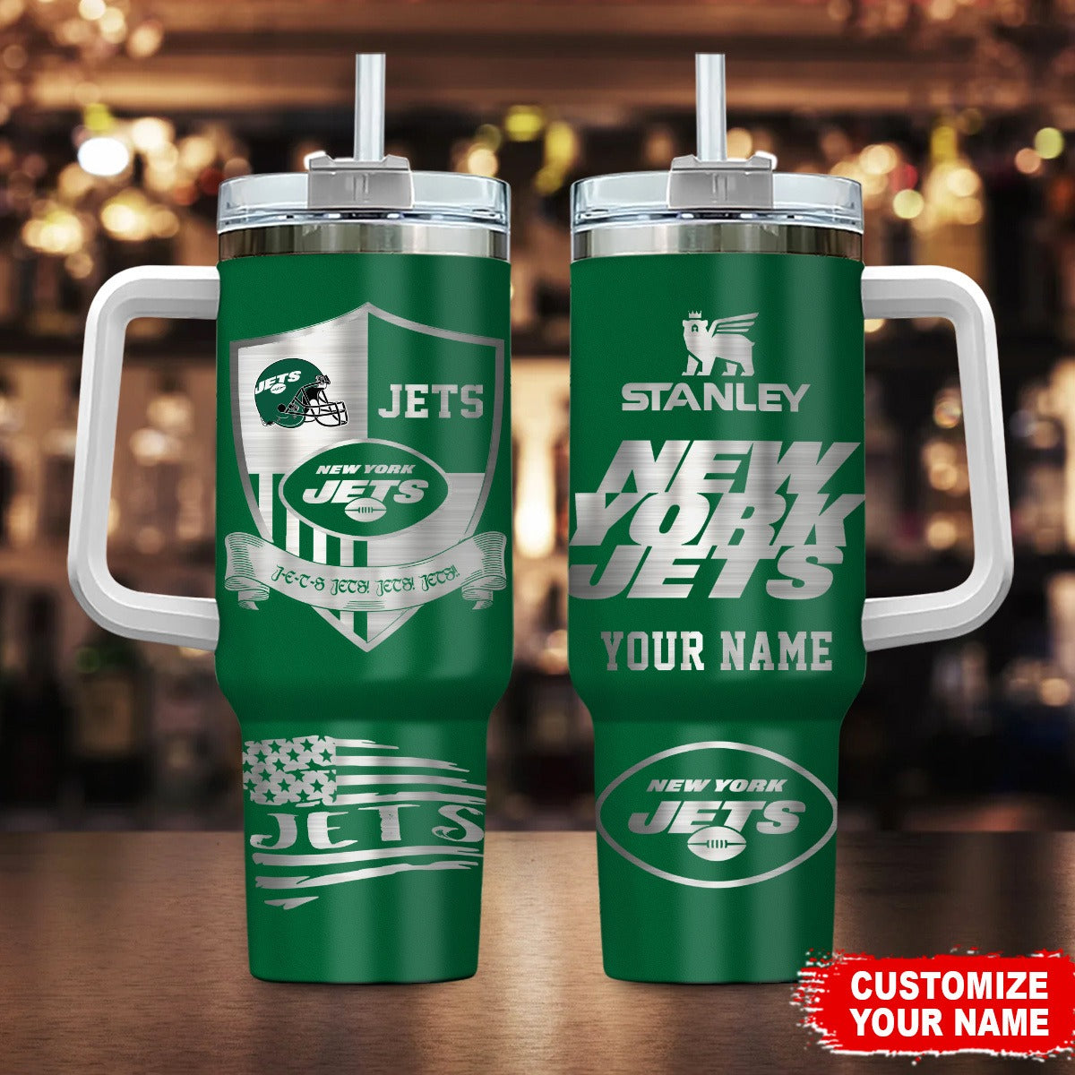 LIMITED EDITION - NEW CUSTOMIZED NFL25 NYJ NEW YORK JETS 40 OZ TUMBLER
