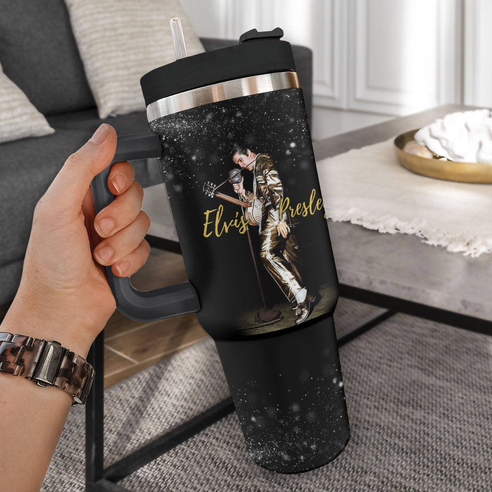 New Premium Elvis Presley 40OZ Tumbler With Handle - EVPLCAO08