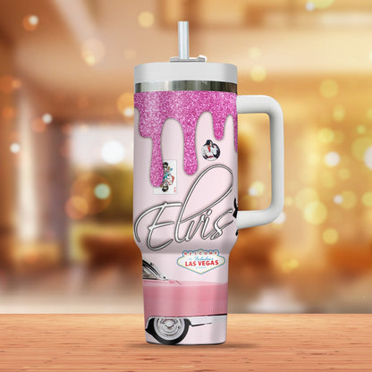 New Premium Elvis Presley 40OZ Tumbler With Handle - EVPLCAO64
