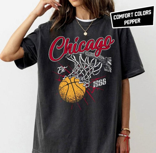 Retro Style Washed T-Shirt for Basketball Fans