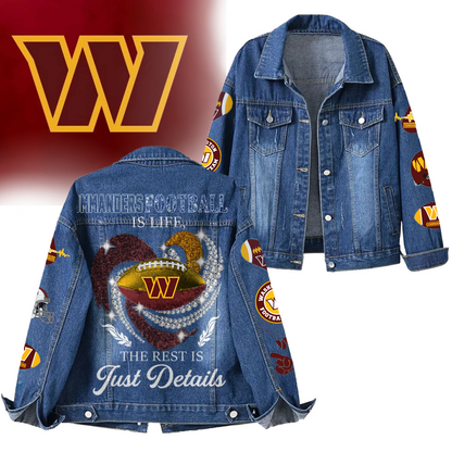 LIMITED EDITION - NEW CUSTOMIZED NFL12 WTC WASHINGTON COMMANDERS DENIM JACKET