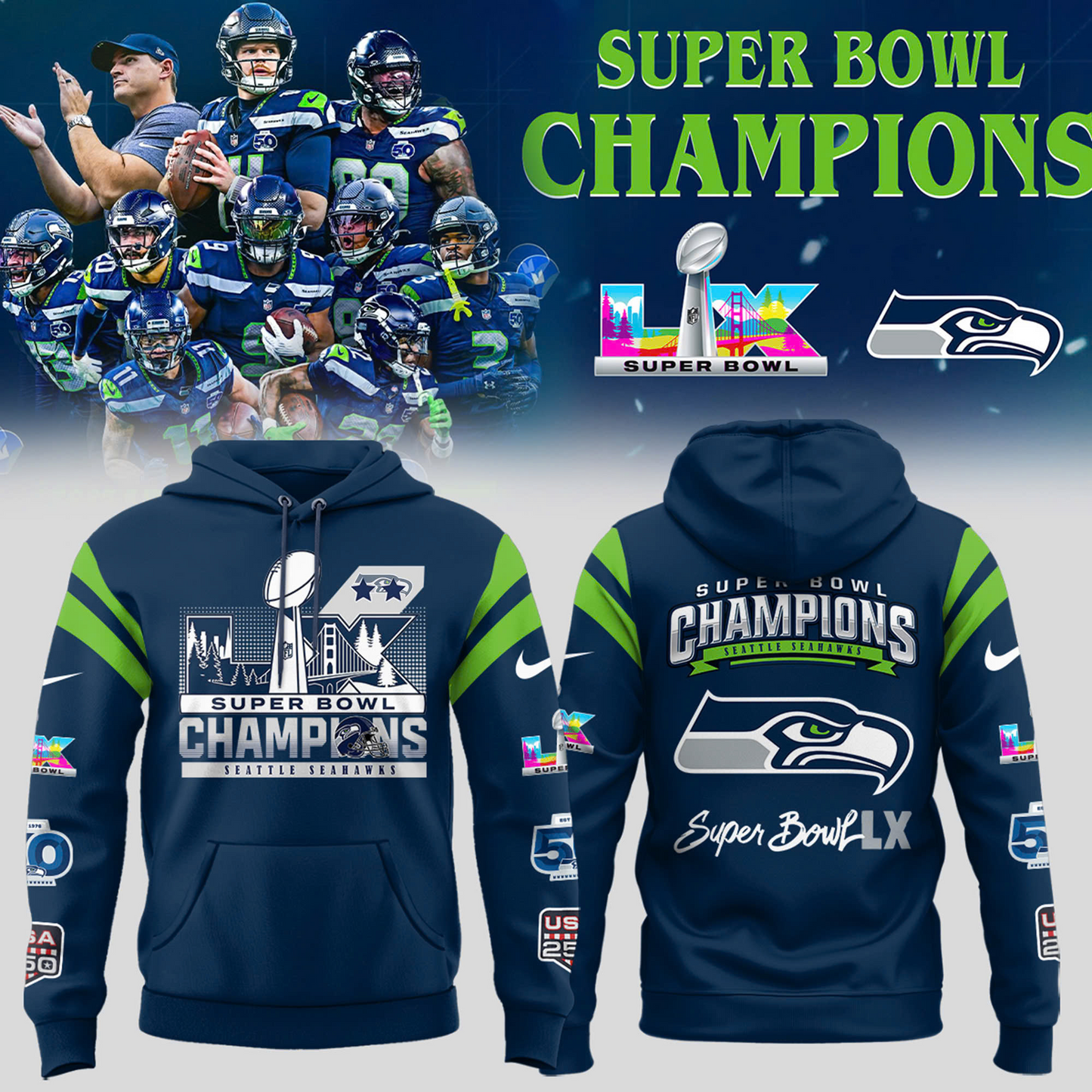 LIMITED EDITION - NEW CUSTOMIZED NFL06 SSH SEATTLE SEAHAWKS CHAMPIONS HOODIE, T-SHIRTS, ZIP HOODIE, SWEASHIRTS & POLO 10