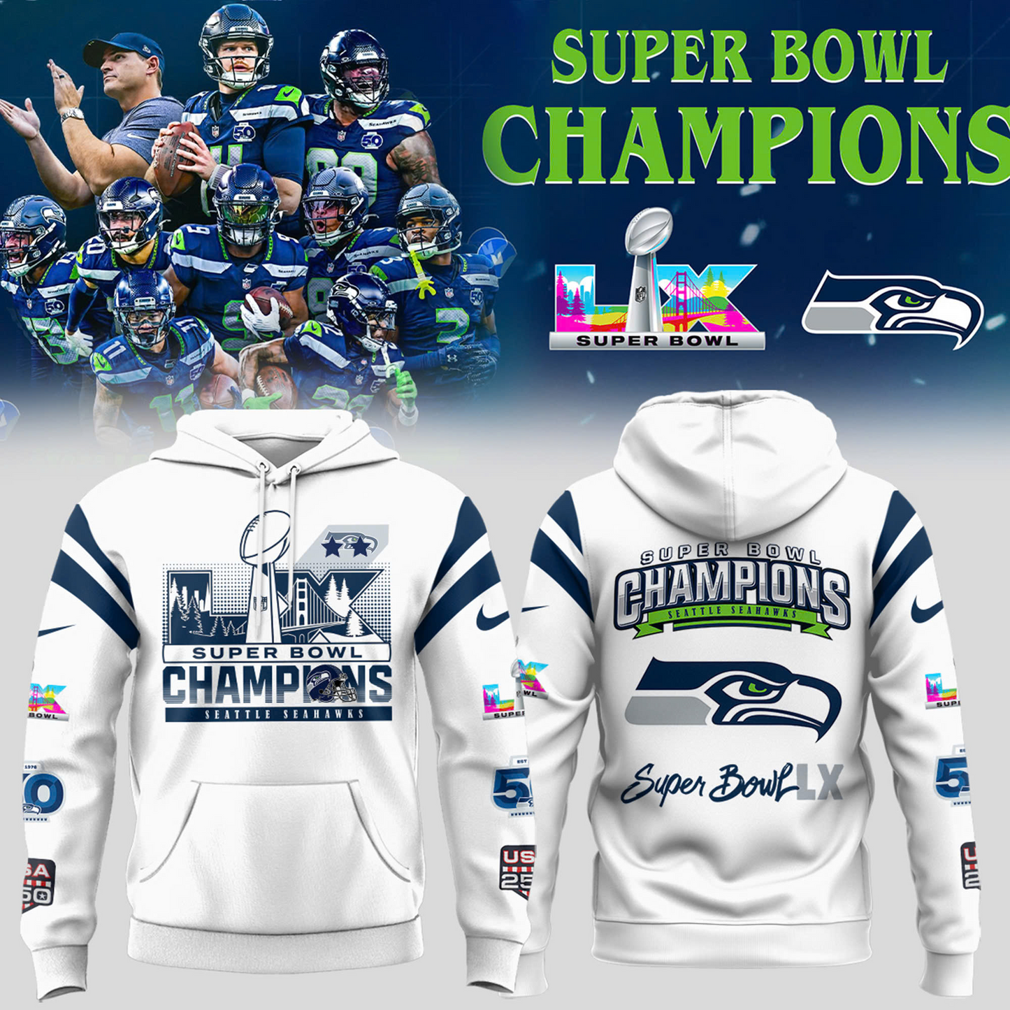 LIMITED EDITION - NEW CUSTOMIZED NFL06 SSH SEATTLE SEAHAWKS CHAMPIONS HOODIE, T-SHIRTS, ZIP HOODIE, SWEASHIRTS & POLO 09